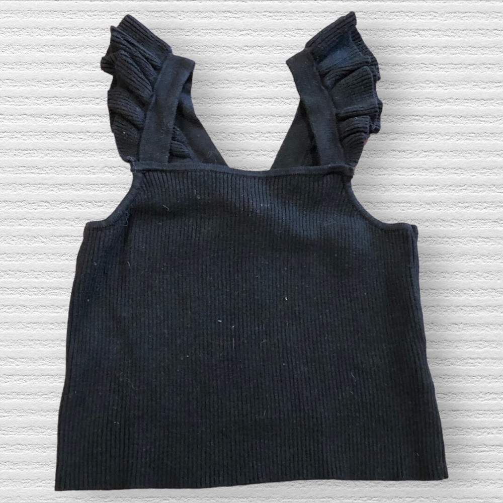 Janie & Jack Girls Ribbed Ruffle Strap Crop Top